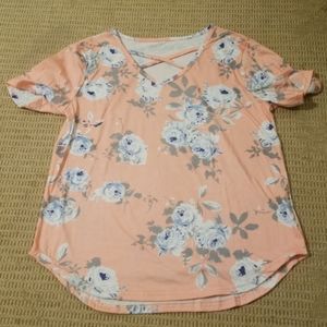 Coral flowered cross top